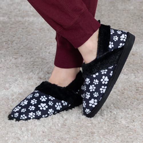GreaterGood Paw Print Faux Fur Lined Indoor/Outdoor Slippers2
