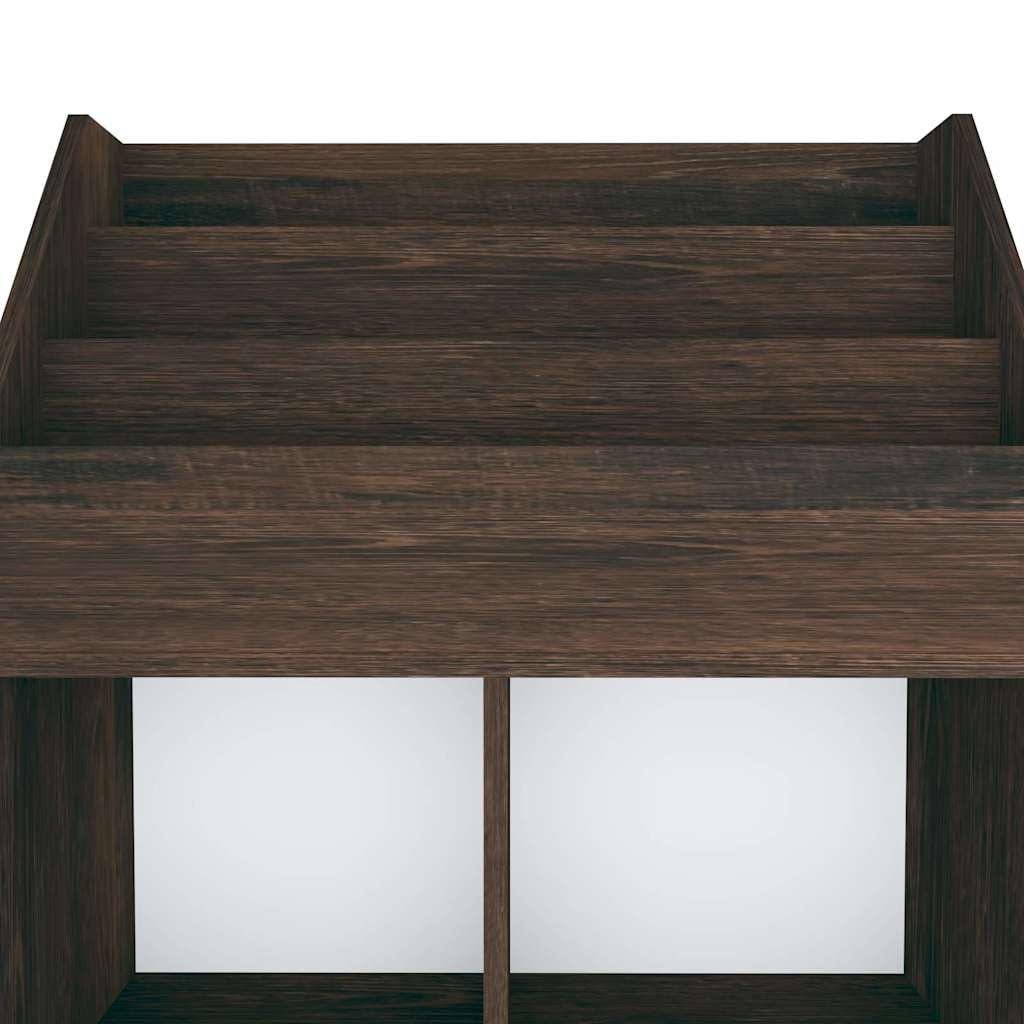 Générique Drewniany stojak na czasopisma wędzony dąb 71 x 30 x 114 cm, organizer na książki dla dzieci z 3 przegródkami i 4 dużymi otwartymi przestrzeniami na składane pudełka, stojak ekspozycyjny