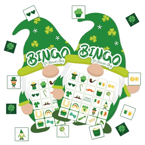 YQUQWN St Patrick’s Day Bingo Game Gnome Theme...