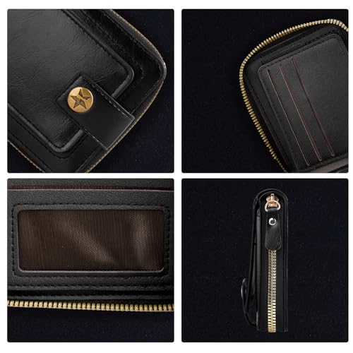 Leather Wallet - Men's Wallet with ID Window and Coin Pocket, Vintage Double Fold3