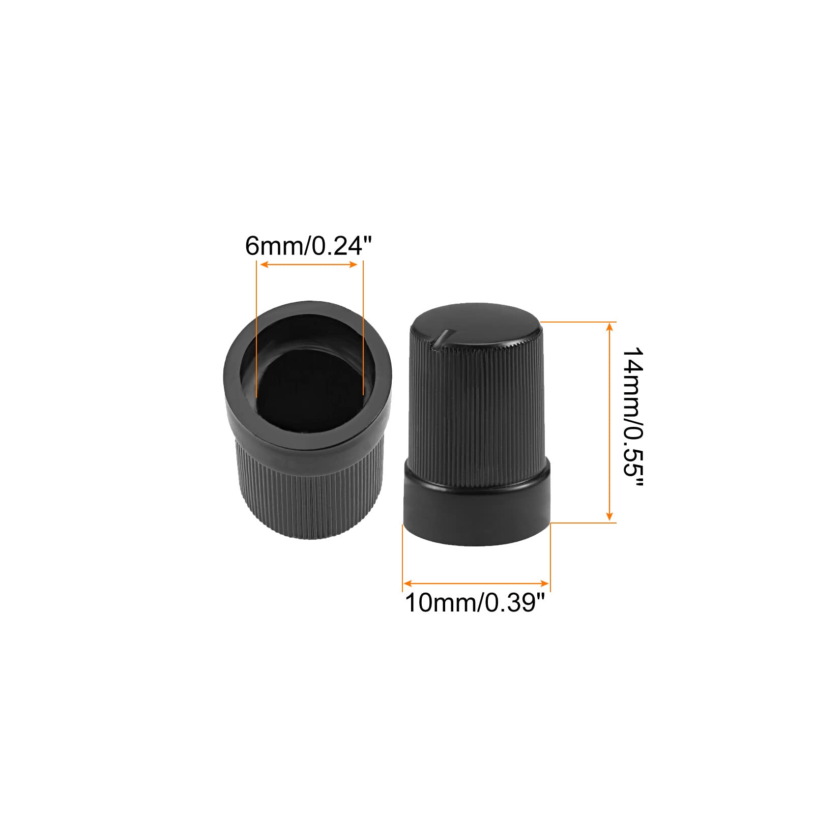 Rebower Potentiometer Control Knob Insert Shaft Switch Knobs, [for Audio Device] - 6mm/Black / 20Pcs