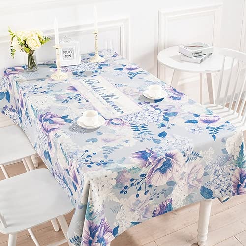 Einfarbiges Design Pastorale Tischdecke Kunst Baumwolle und Leinen Frische Tischtuch Rechteckige Couchtisch Tischtuch Schreibtisch Restaurant, Bankett(Purple,220x 140cm Thickened)
