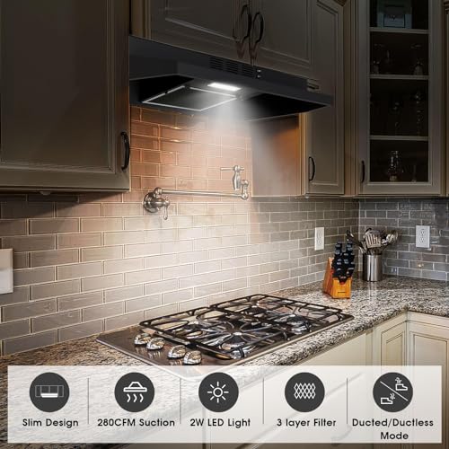 image for Zomagas Under Cabinet Range Hood 30 inch, Ducted/Ductless Convertible 