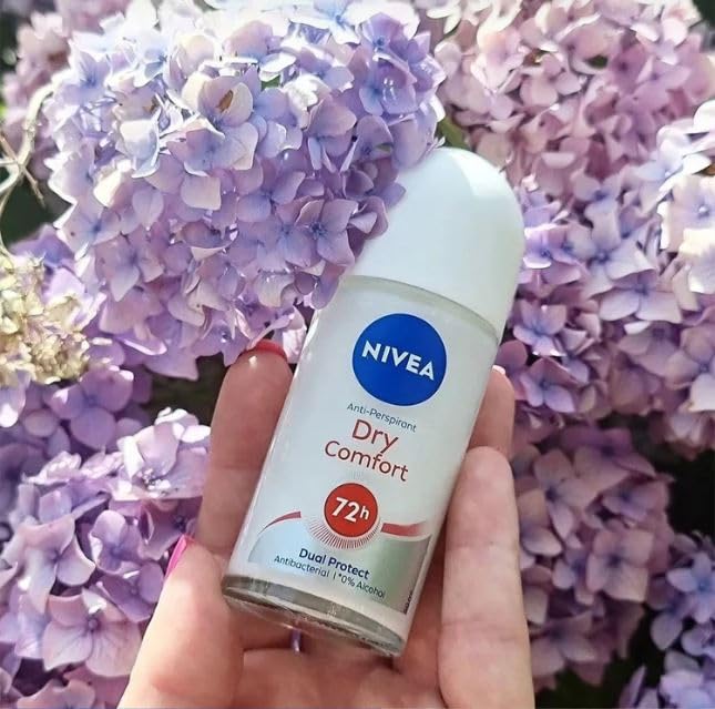 Nivea Dry Comfort Roll-On Deodorant 25ml | 72H Sweat & Odor Protection | Quick Dry Formula with Mineral Extracts | Long-Lasting Freshness & Gentle Skin Care | Compact Travel Size | 2 Pack image 4