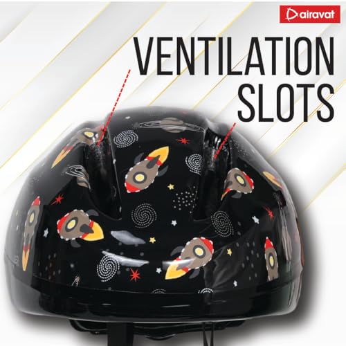 Image of Airavat Mini Rider Kids Cycling & Skating Helmet, Aerodynamic Shape, Size Adjustable with Quick Release Buckle (Black, Extra Small (44-48 cm))