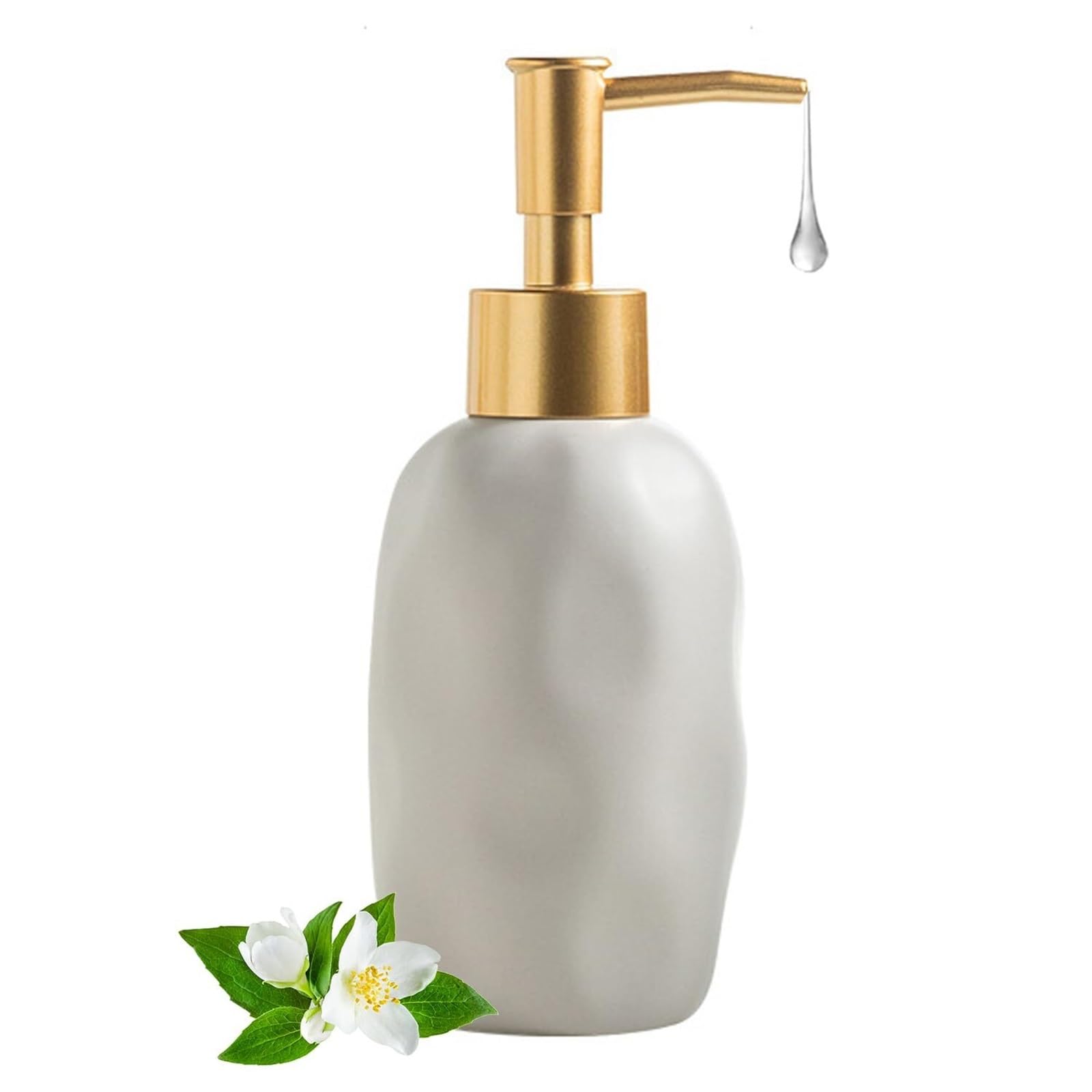 Empty Barthroom and Dish Ceramic Dispenser Kitchen Soap Decor for Counter(Beige)