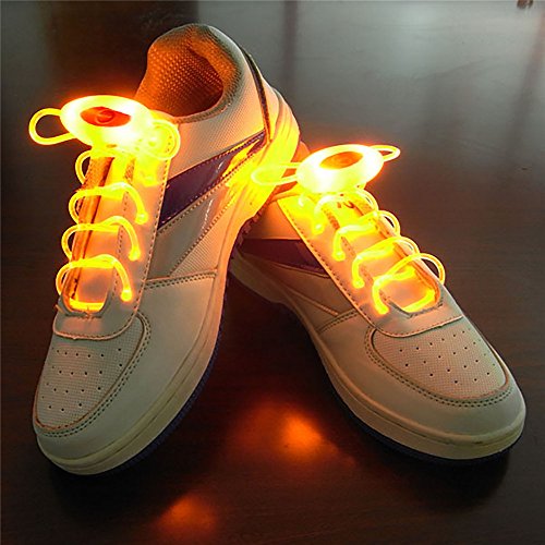 JMENG 2Watts Amarillos 1 par 80cm Cordones de los Zapatos Zapatillas de Deporte de LED Cordones de incandescencia Bastón de incandescencia Cordones Luminosos de neón 1PCS Luces nocturnas