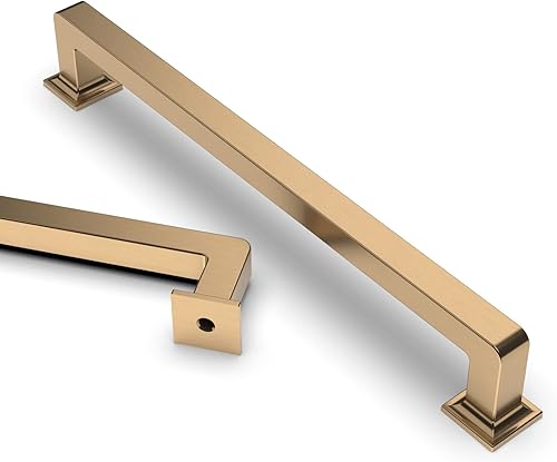 Asidrama Paquete de 10 manijas de gabinete de cocina de bronce champán de 7 pulgadas (6.969 in), tiradores de gabinete de latón cepillado, manijas