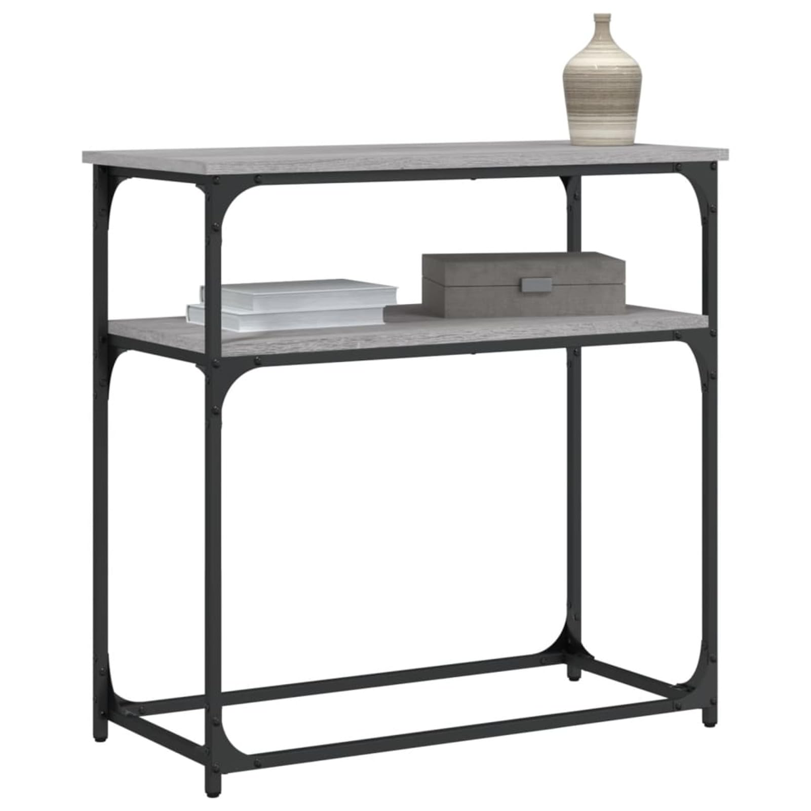 Gecheer Table Console Sonoma Gris 75x35,5x75 cm Bois d'ingénierie, Meuble D’entrée Table de Bout de Canapé pour Salon, Entrée, Couloir, Salle à Manger