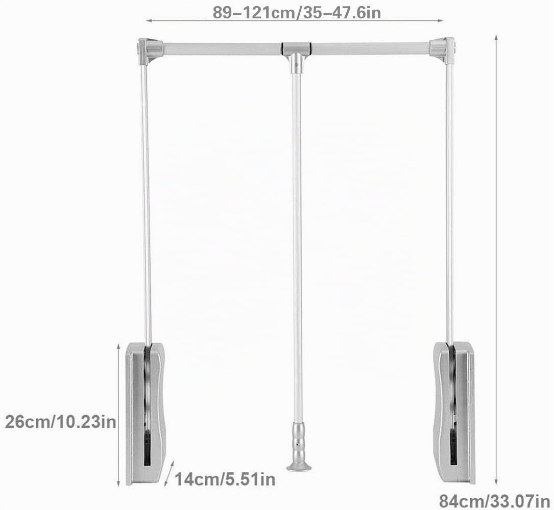 Nisorpa Portant à vêtements réglable de 890 à 1210 mm - Grand cintre extensible - Système de rangement souple - Avec tige en aluminium - Gain de place - Capacité de poids : 20 kg