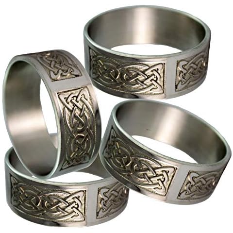 4x Celtic Pewter Napkin Rings Cover