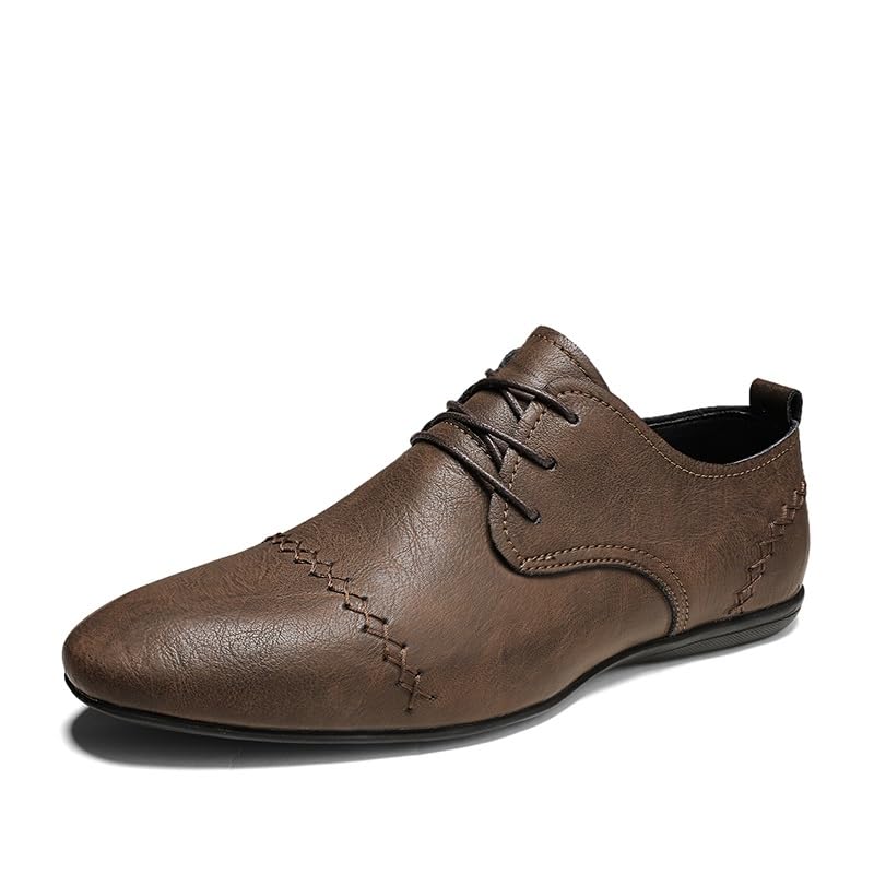 Formal Shoes for Men Lace Up Pointed Toe Faux Leather Cap Toe Derby Shoes Block Heel Low Top Slip Resistant Anti-Slip Non Slip Prom