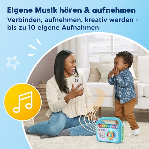 Vtech Baby Mein Erster Musik-Player – 40 Lieder & Aufnahmefunktion, LED-Licht, Bluetooth, Mobiler Musikspaß I Lernspielzeug I Tragegriff I Kopfhöreranschluss I Kinder 2-5 Jahre