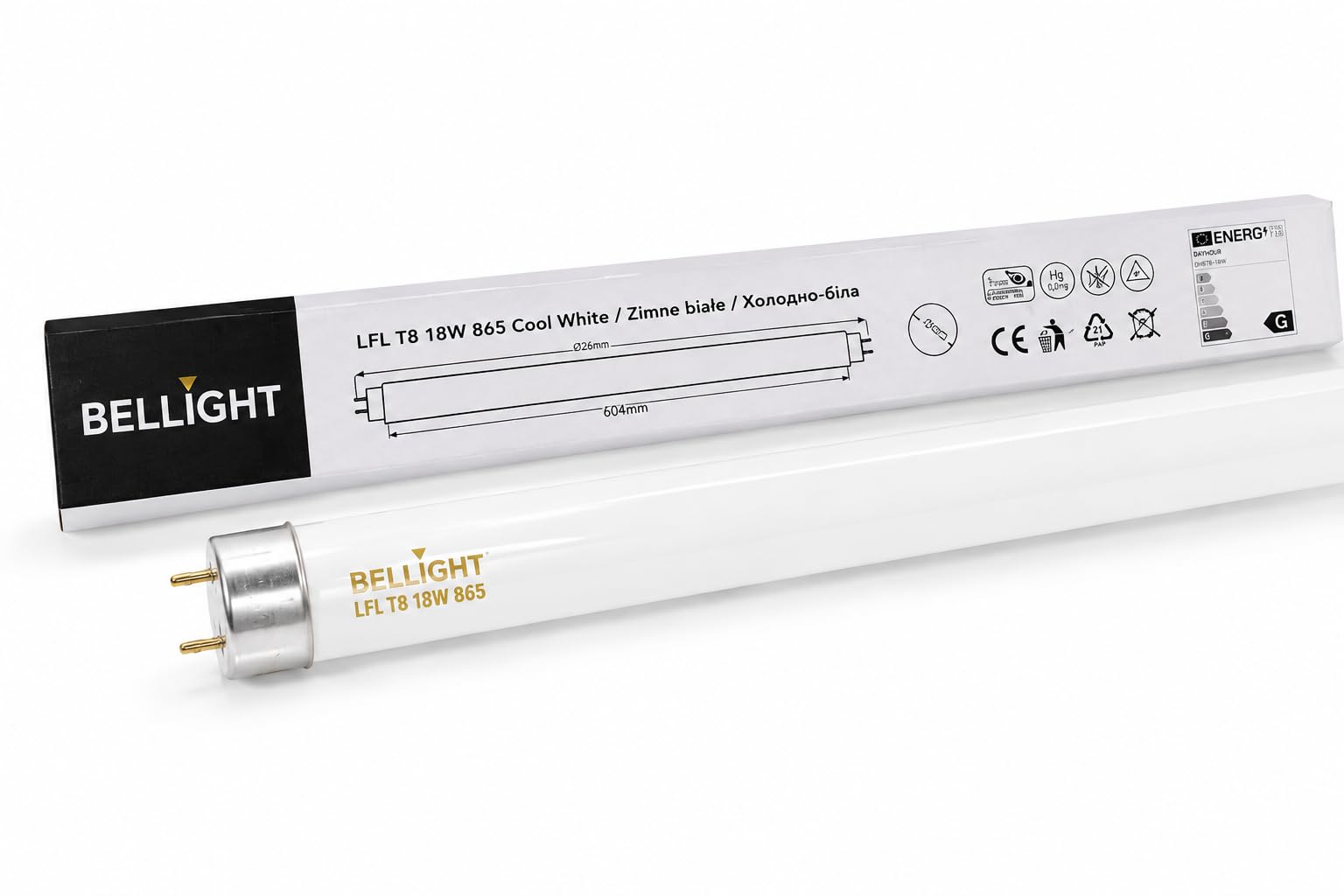 Pack 25x Tubo Fluorescente T8 18W | 6500K 865 Luz Fría Día | Casquillo G13 60cm | Ideal para Talleres, Laboratorios y Garajes sustituto Osram, Philips, Sylvania y otros.