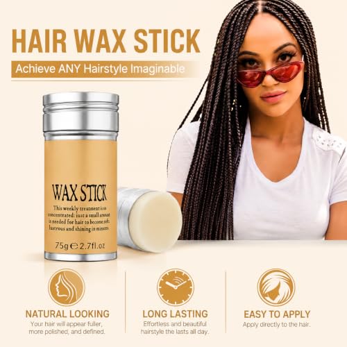 Image of Hair Wax Stick for Women & Men - Hair Slick Back Stick, Anti-Frizz and Fly Away Hair Tamer, No Residue Hair Finishing Stick for Flyaways, All Day Hold Styling Product for Smoothing Hair Strands. (150 gm)
