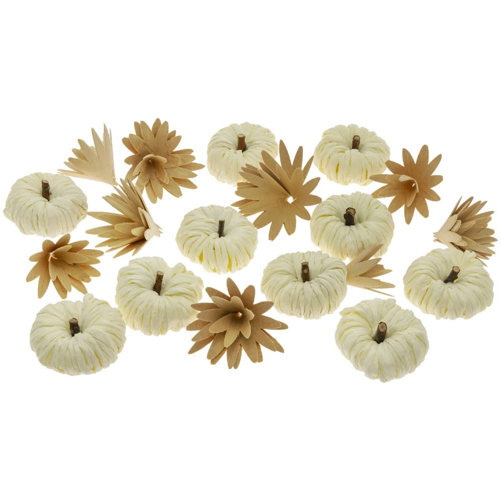 Boston International Fall Autumn Harvest Thanksgiving Décor Boxed Tabletop Pumpkins, Mini, White