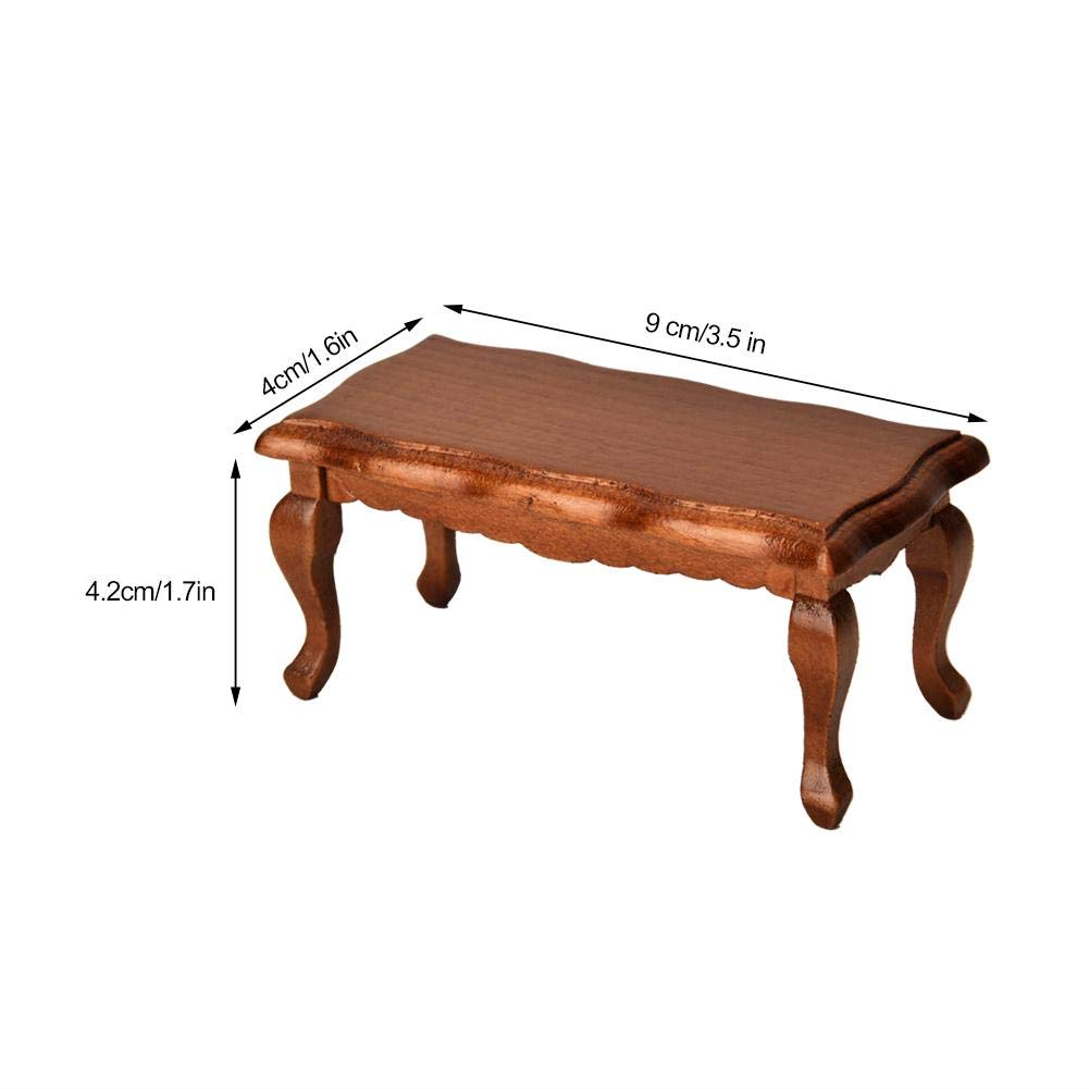 Stolik kawowy w skali 1:12 Miniaturowy domek dla lalek Drewniany imitacja stolika kawowego Akcesoria meblowe Zabawka do dekoracji domku dla lalek (brązowy)