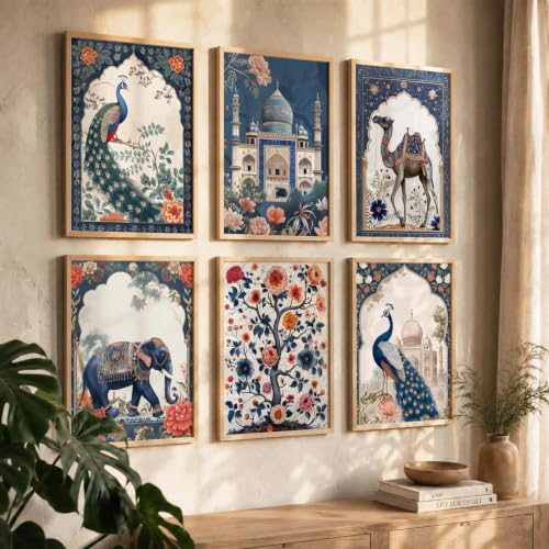 Image of kotart MadhubaniTheme Digital Painting for Wall Decoration - Wall Art Prints for Living Room Bedroom Office, living room Decor, wall hanging frames - (13x17 inch, E)