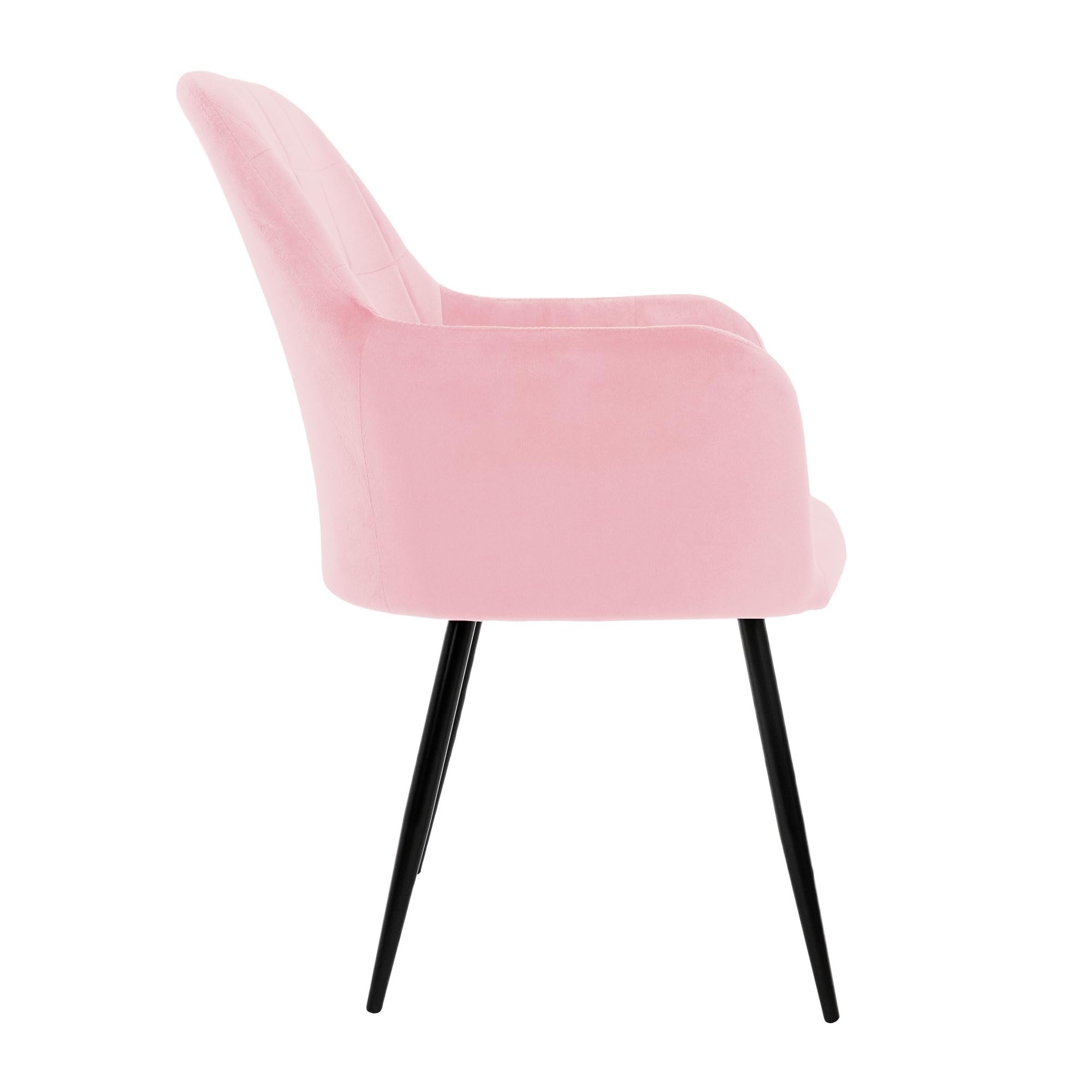 ECD Germany Lot de 4 Chaises de Salle à Manger - Assise Siège Rembourrée en Velours - Structure en Métal - Fauteuil avec Accoudoirs - Chaise de Salon - Chaises de Réception pour Bureau - Rose