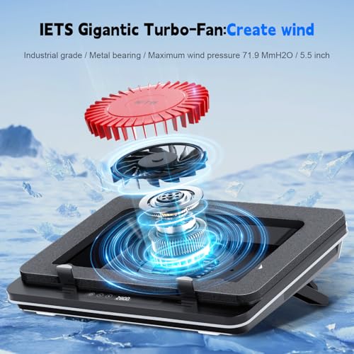 IETS GT600 Laptop-Kühlpad mit 14CM Turbo-Lüfter, versiegeltem Schaumstoff für schnelle Kühlung von Gaming-Laptops, 14,1-19,3-Zoll-Laptop-Kühler mit 3-Port-USB-Hub und Staubfilter, Touch-Start – Bild 3
