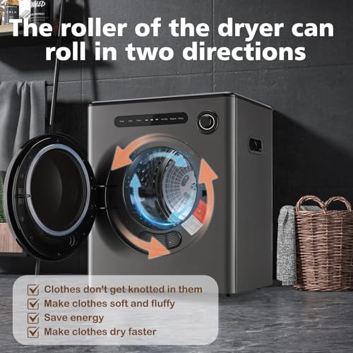 110V Clothes Dryers 950W Dryer 1.6cu.ft Front Load Stainless Steel 11lbs Electric Dryers Machine with Exhaust pipe for Apartment,RVs,Dorms,Auto Stop and Easy Control