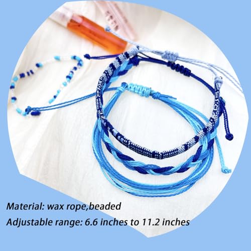 Image of Beach Summer Ankle Bracelet for Women Handmade Braided Adjustable String Anklets Waterproof Surfer Bracelet
