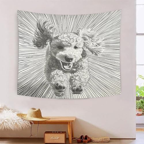 Tapisserie murale caniche 3D pour décorer un salon ou une chambre