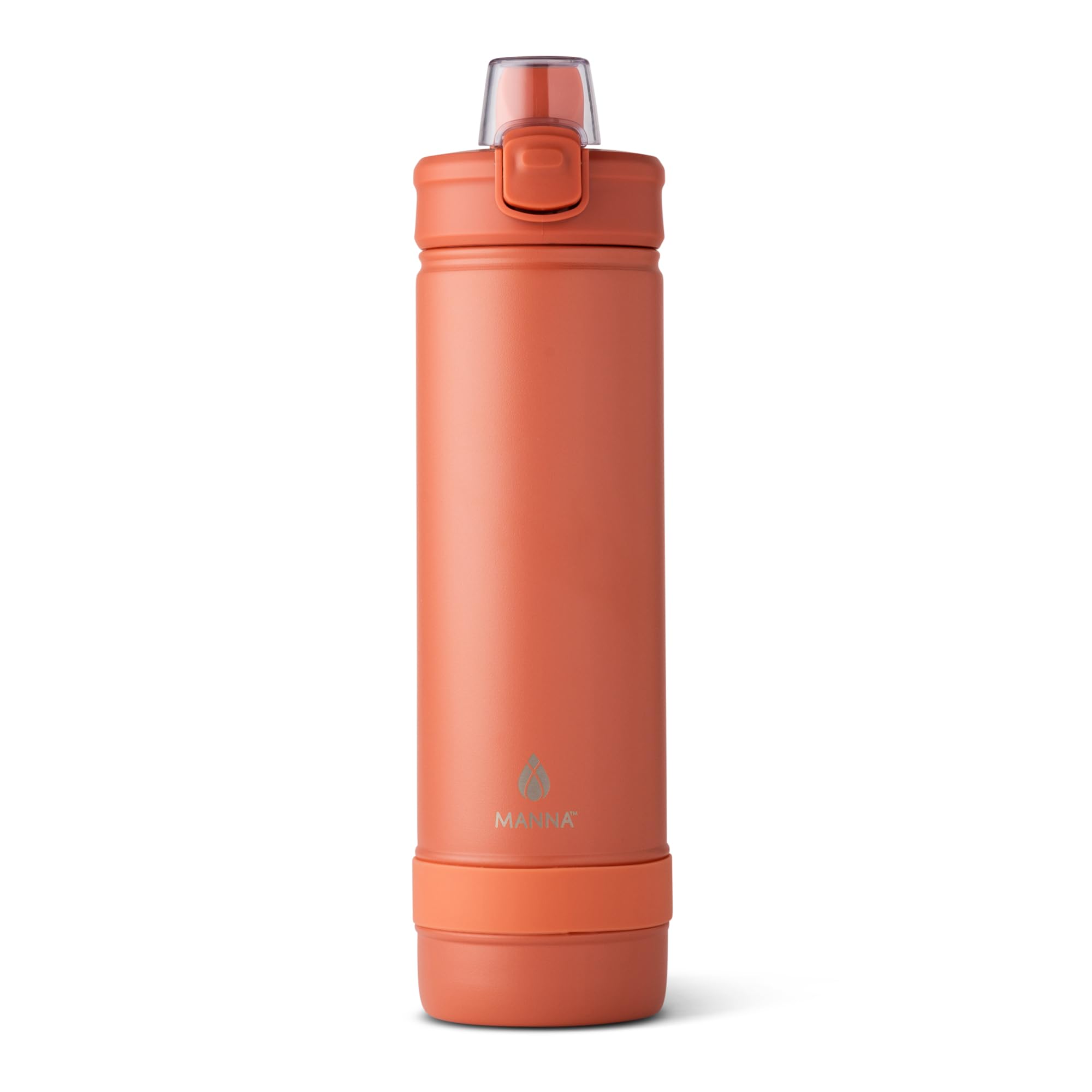 Manna Push Stainless Steel Bottle with Push-open Locking Lid and Sipping Spout - 26 Oz - Earth Rose Powder Coat