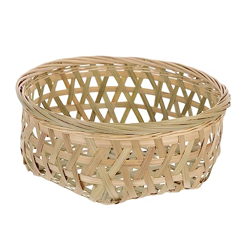 HOMOCONO Basket Food Storage Basket Rolling Pin Holder Bread Storage Baskets Wicker Decor Bread Tray Weaved Basket Woven Bread Basket Veggie Tray Hand Decor Khaki Weaving