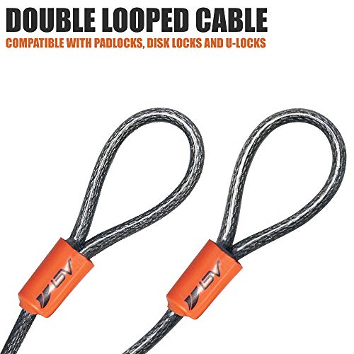 Bv 2.5Ft Security Steel Cable, Double Looped Braided Steel Flex Lock Cable 3/16 Inch, For U-Lock, Padlock, And Disc Lock (2.5Ft) Vinyl Wrap For Corrosion Protection #TOP3
