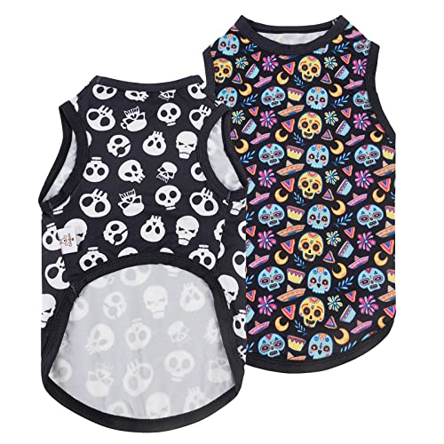 Image of CuteBone Dog Shirts 2-Pack Soft Pet Clothes Breathable Summer Vest for Small Puppy and Stretchy Cat Apparel