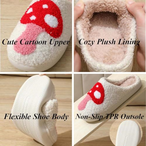Slippers for Women Fuzzy Plush Anti - Skid Slip-ons Indoor Outdoor House Shoes with Halloween Christmas Birthday Fun Patterns4