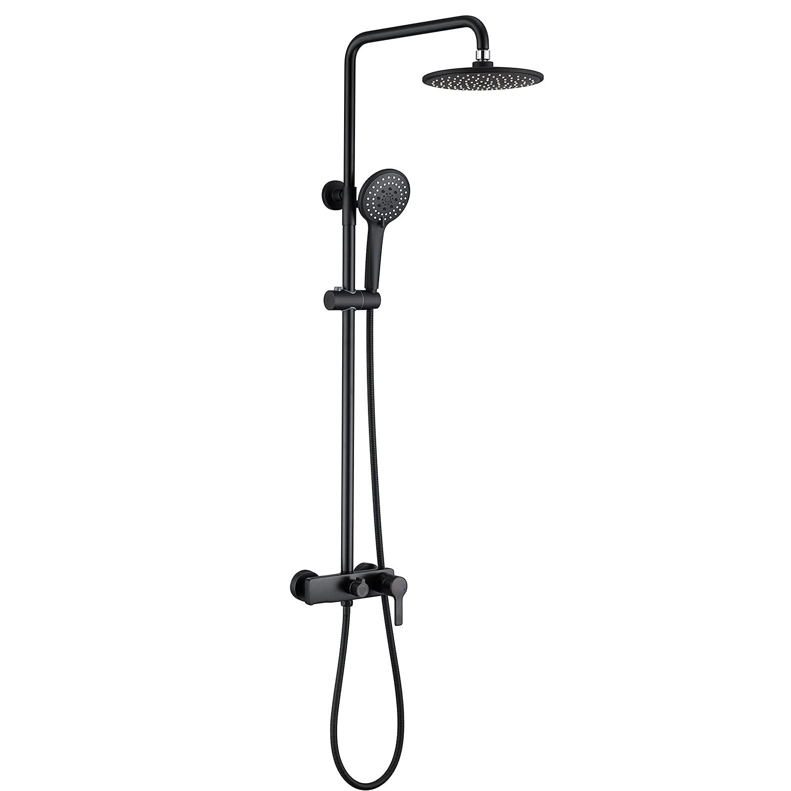 Pomme de douche avec douchette à main et bec de baignoire cascade