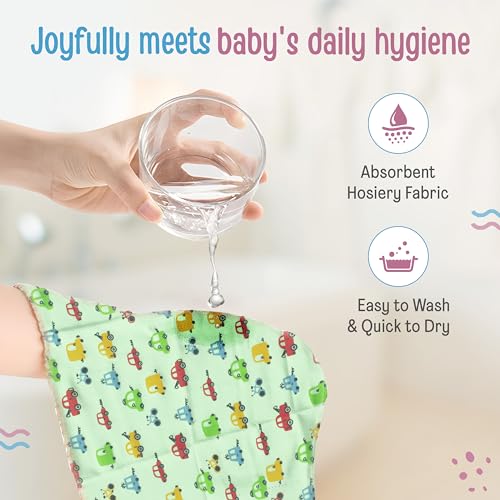 Image of LuvLap Hosiery Cotton Cloth Premium Baby Washcloth for New Born, Washable (22 cm x 22 cm), Reusable, Absorbent, Extra Soft Face Towels /Washcloth for Babies, Giraffe Print, Pack of 7 Pcs, Multicolour