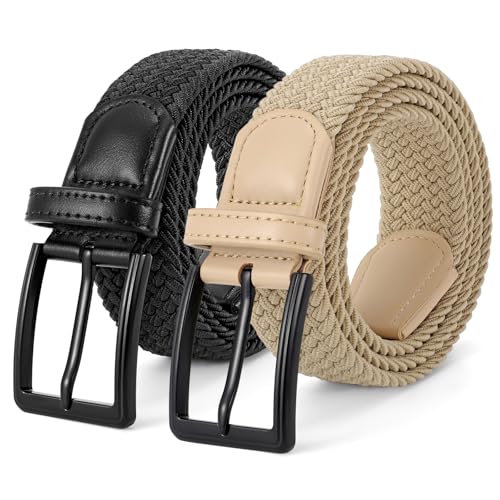 Image of BELTROAD Elastic Braided Belt Mens Golf Belts No-Hole Design Lightweight Breathable Woven Stretch Belt for Golf Casual