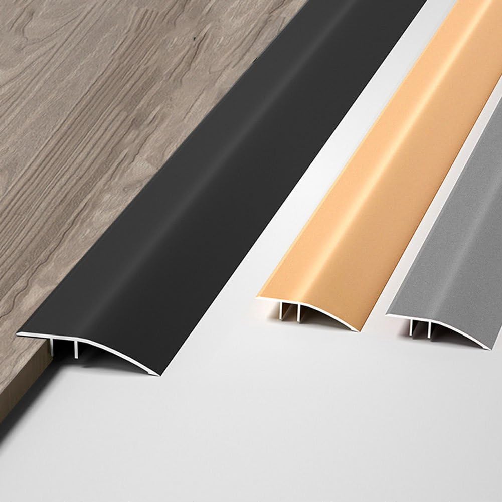 Paquete de 2 tiras de transición de aluminio para puerta, barra de suelo para puertas, rampa de umbral, tablones laminados, puente de altura entre 6 y 12 mm (cobre dorado, 0,9 m x 4,3 cm)