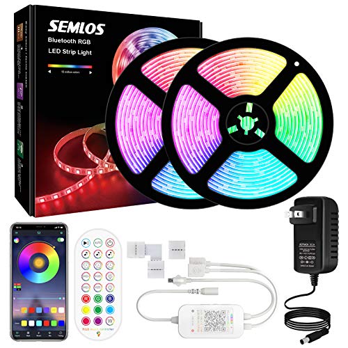 Semlos 5050 RGB-ledstrip, 5 m, met app en afstandsbediening, 300 leds, IP65 waterdicht, voor feestjes, slaapkamer, HDTV, PC-scherm, keuken