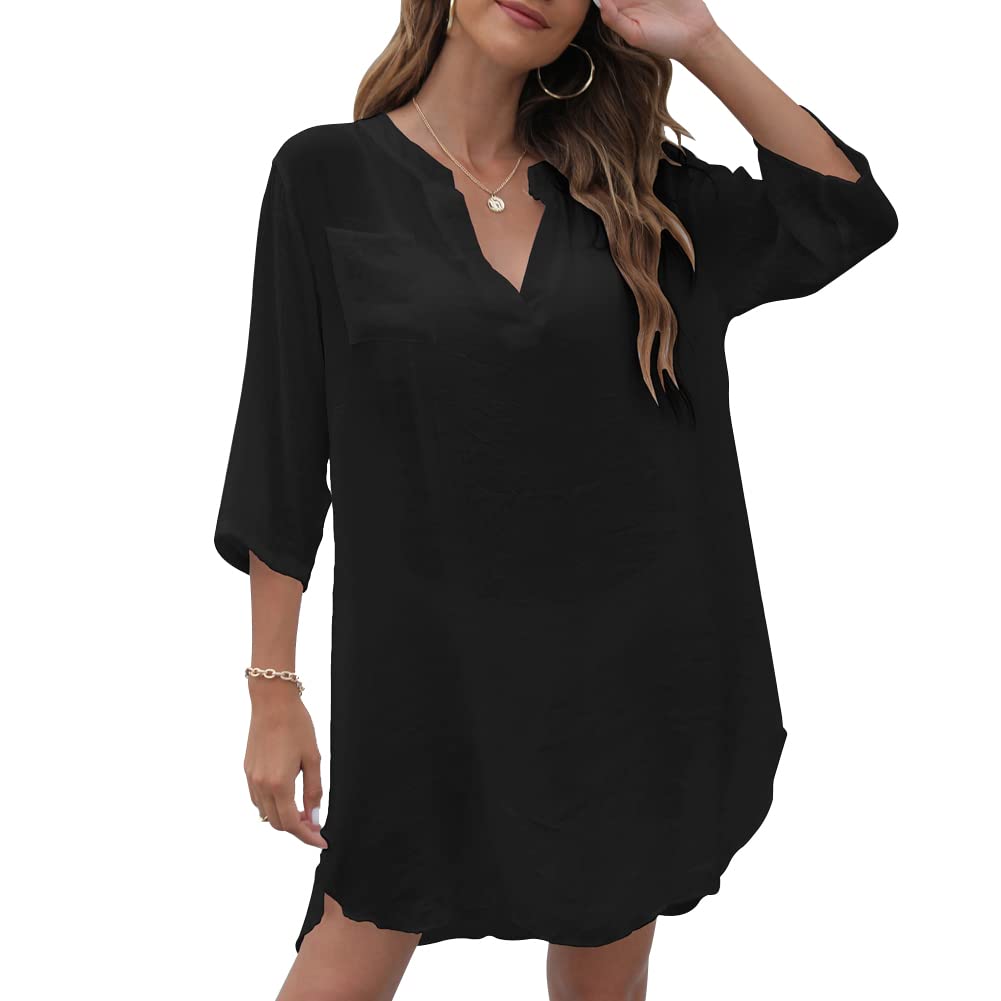 Robe de plage fluide masquante et asymétrique col V taille 2XL