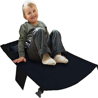 Airplane Footrest for Kids, Toddler Travel Bed Airplane Seat Extender, Portable Kids Airplane Bed for Airplane Travel Essentials Kids (Black, 79 x 44cm)