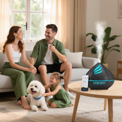 Essential Oil Scent Diffuser: 500ML Aroma Diffuser with Remote Control, Large Fragrance Aromatherapy Diffuser for Office Home Bedroom, Mist Humidifier with 14 Colors LED Lights and Auto-Off - Image 7