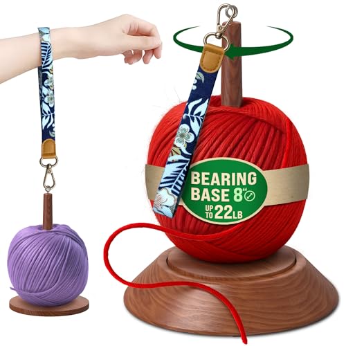 Image of BARVA 2 in 1 Upgraded Table Chunky Yarn Holder 22 Lb & Mini Wristlet Spinner | Bracelet Spindle On the Go for Travel & Car | Wood Crochet Accessories | Compact Fiber Tools | Top Crafts Gifts for Women