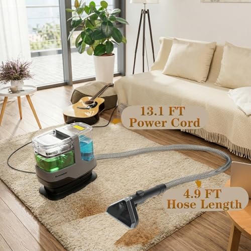 Image of Small Carpet Spot Cleaner Machine, Portable Upholstery & Couch Cleaner Machine with 17KPa Powerful Suction, Deep Cleaning Handheld Car Shampooer for Furniture, Sofa, Rug, Stairs, Pet Stains, Car Seats