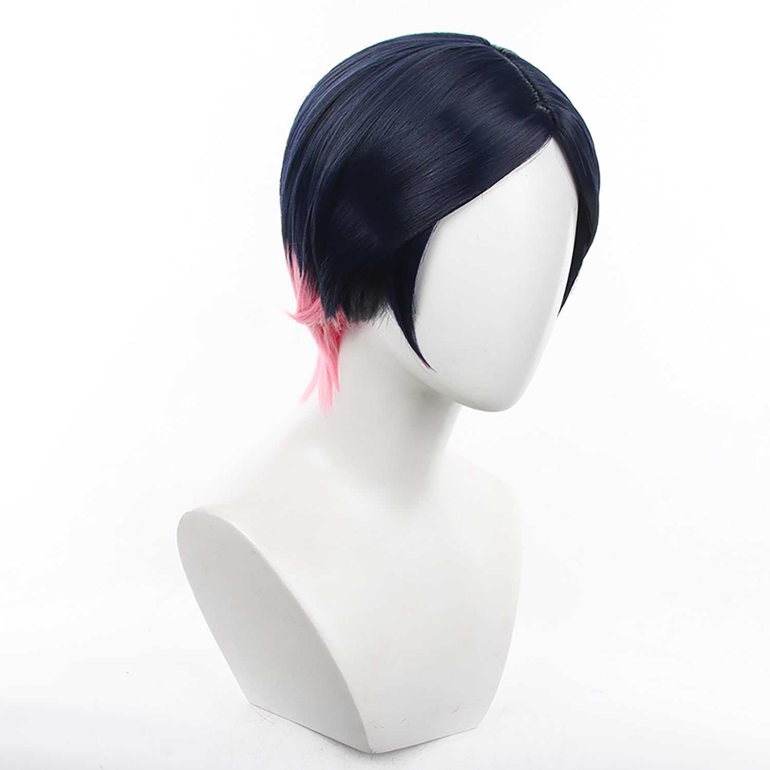 Dark Purple Mixed Pink Wig with Short Straight Heat Resistant Synthetic Costume Hair for Women Men Halloween Cos Anime Party Replacment Wigs - Image 4