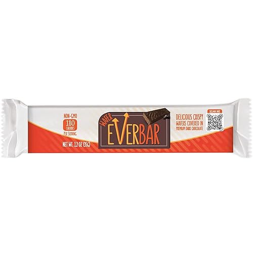 EverBar - Barras de chocolate Dark'n Crispy, 144 unidades Barra de caramelo de oblea de chocolate negro Para llevar Con café o té Bocadillo