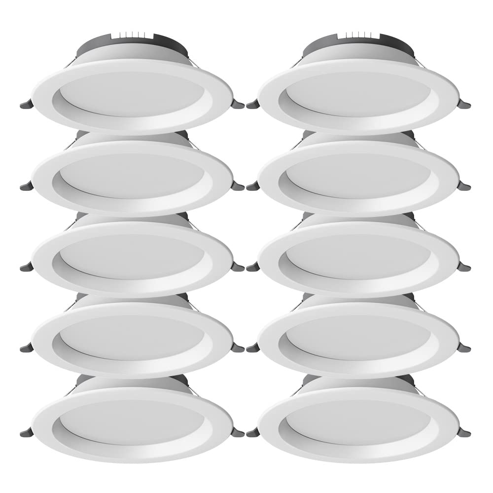 ASerZenith 10Pcs Led Downlight Baffle Trim Ultra Thin Panel Light Daylight Retrofit Downlight Round Aluminum Recessed Light For Bathroom Kitchen 3000K/4000K/6000K Selectable,18W-3000K