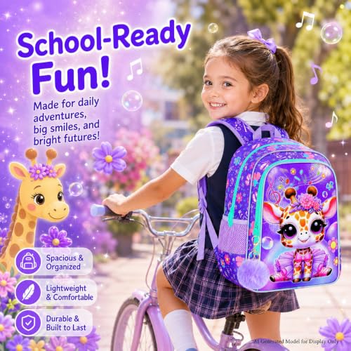Image of WZLVO 3PCS Kids Backpack for Girls, Unicorn Dinosaur Animal Prechool Elementary Kindergarten School Bookbag with Lunch Box