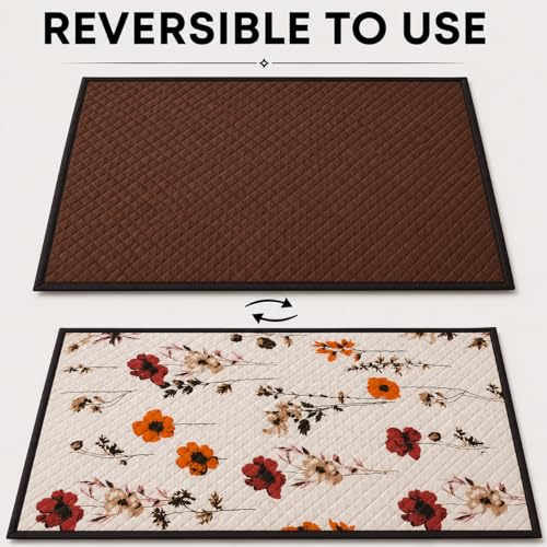 Image of Homerz Premium Reversible Bed Server | 30x30 Inch Quilted Waterproof Fabric | Foldable Dining Mat for Bed, Sofa & Floor Use (Geopop, 30x30)