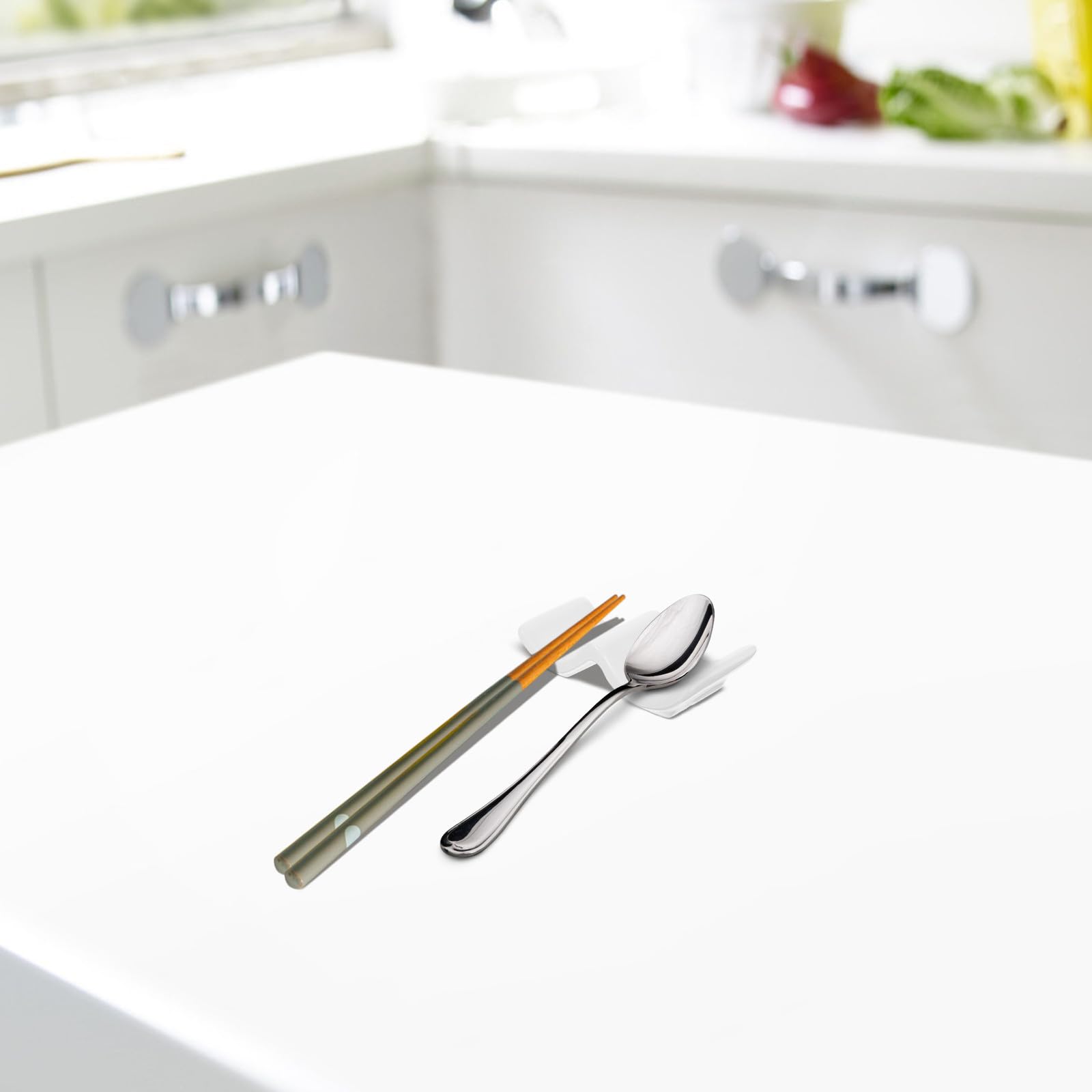 Set da 10 Pezzi Poggia Posate da Tavola in Ceramica Bianca, Utensil Rest per Bacchette e Cucchiaio, Porta Forchette Funzionale per Cucina e Ristorante
