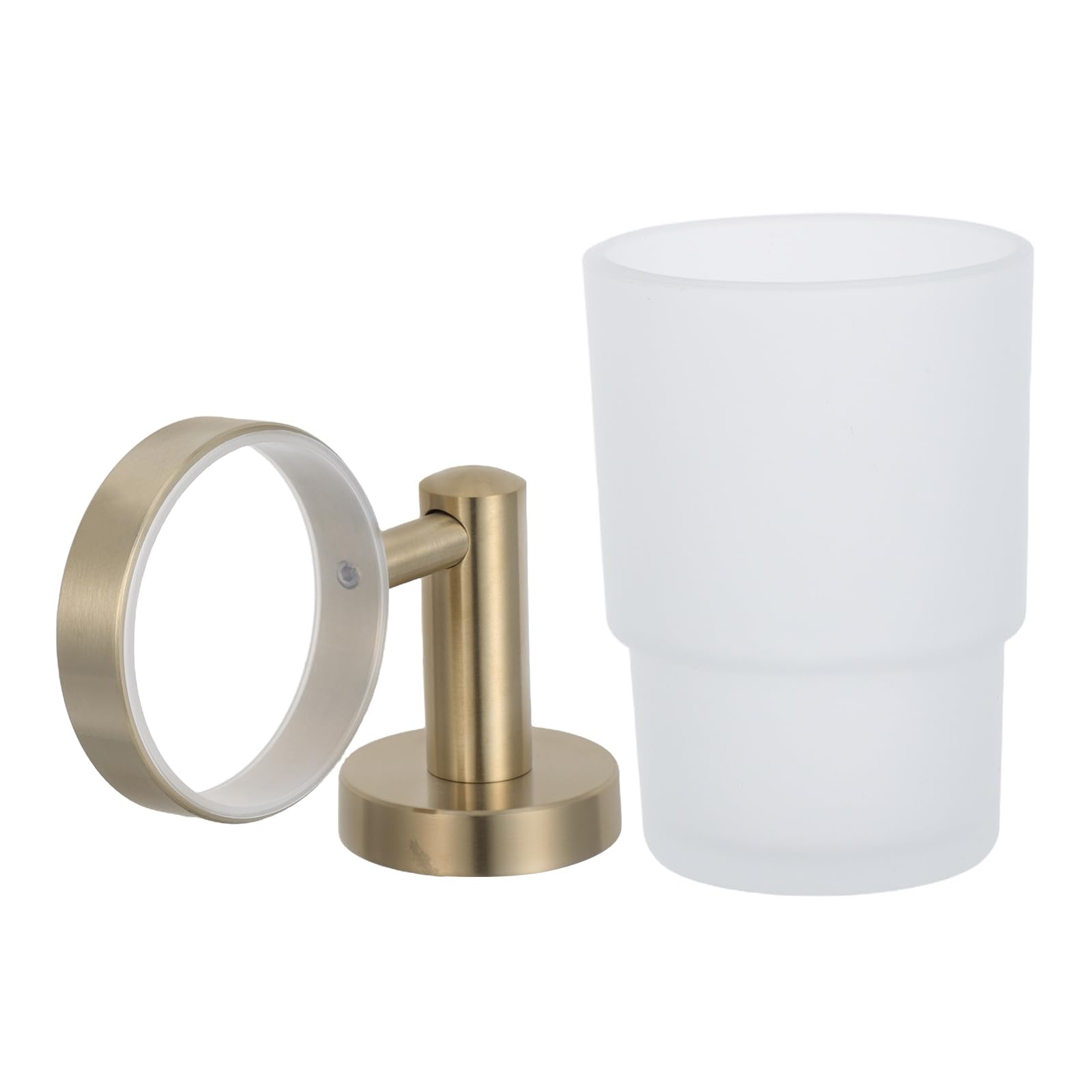 Toyvian Portaspazzolino da Denti a Parete in Acciaio Inox Porta Bicchiere da Bagno Vetro Smerigliato, Organizer Compatto e Stabile per Spazzolini e Dentifricio, Accessorio Bagno Moderno