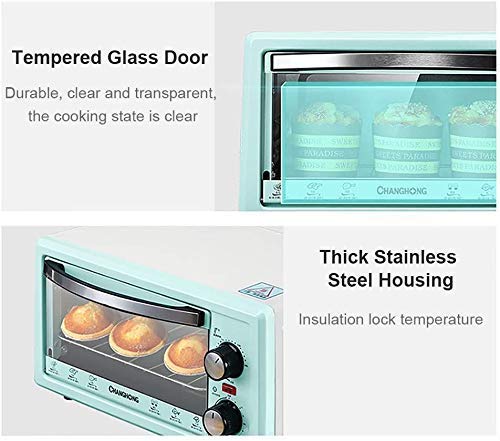 Mini Oven met Grill Rotisserie Elektrische Oven en Kookplaat Pakketten Kookplaten Timing Groot gebied Temperatuurregeling 11L Mini Ovens (Kleur: Roze) happy - Afbeelding 5